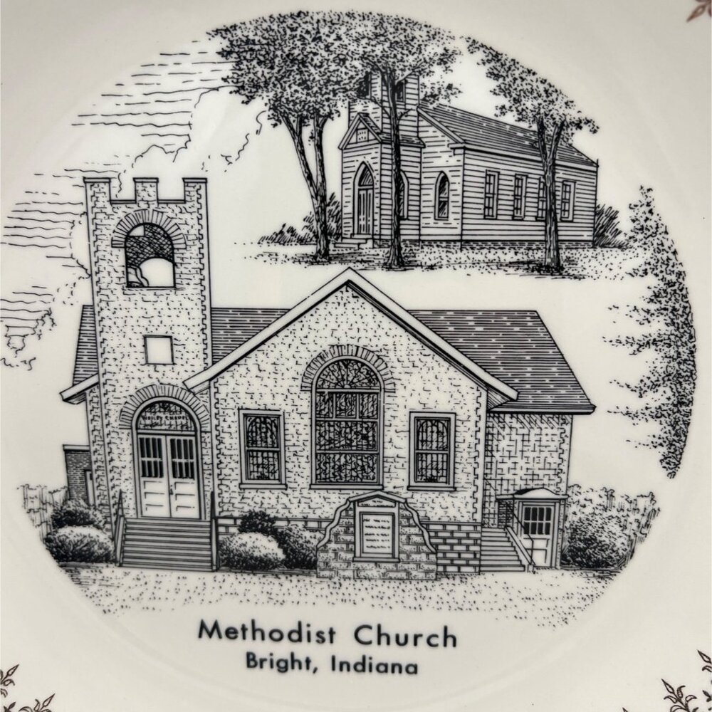 1960s Methodist Church Bright Indiana Collectible Plate World Wide Art Studios - Picture 3 of 5